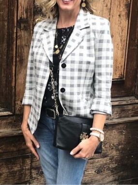 Cabi Valentina blazer size 4 in fabulous gray and white plaid